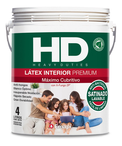 Latex Interior Satinado Emapi Hd Blanco X 4 Lts