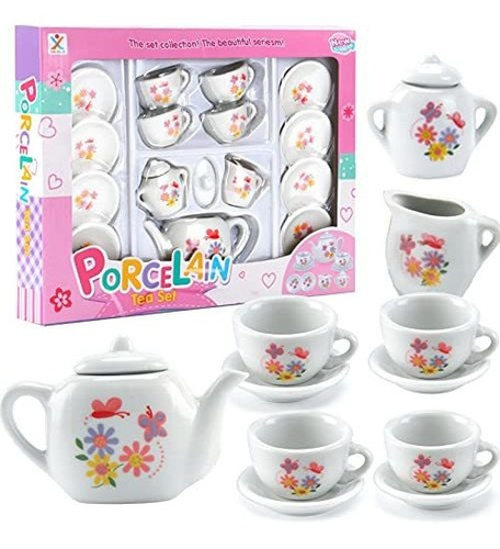 Juego De Té Miniatura De Porcelana Con 16 Piezas