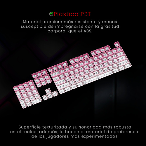 Teclas Gamer Redragon A133 Degradado Rosa Blanco Ingles Idioma Inglés US