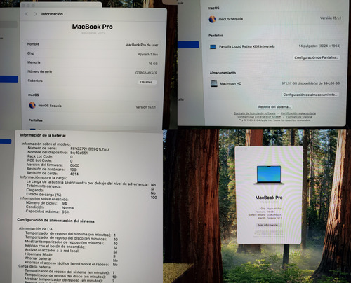 Macbook Pro 2021 14 M1 Pro 16gb Ram 1tb Ssd 94ciclos-factura (Usado)