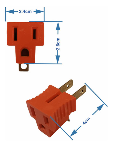 6 Clavijas Convertidoras Adaptador Tipo A 127v Naranja
