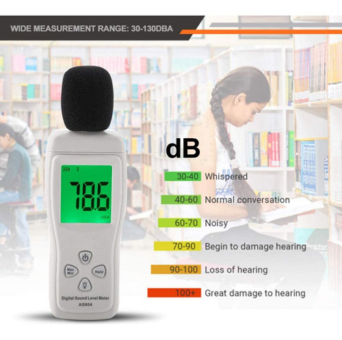 Medidor De Nivel De Sonido Digital, Smart Sensor As804