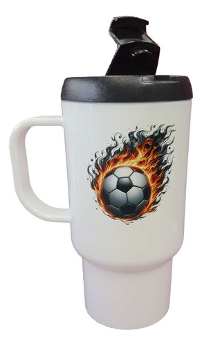 Jarro Termico Pelota Futbol Llamas Fuego Soccer M1