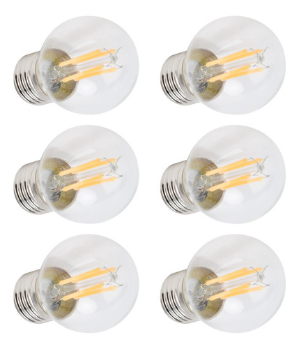 - 6 Bombillas Led Regulables G45 E27 4w Filamento