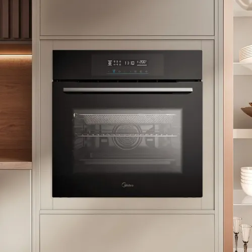 Forno De Embutir Elétrico 80l Midea Touch Com Airfryer Preto 220v
