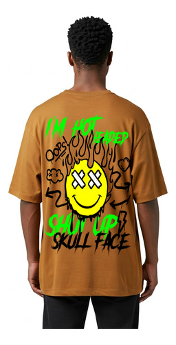 Camiseta Skull Face Wear Street Wear Unissex Estilo Urbano