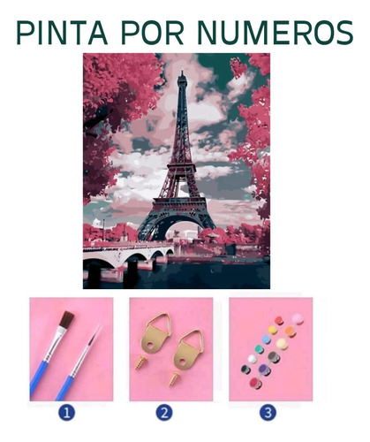 Kit Pinta Por Numeros Torre Flores 50x40 Cm Diy