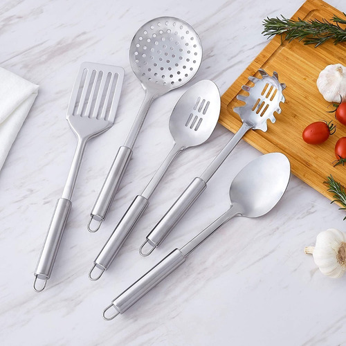 Imagen 5 de 9 de Set X 5 Piezas Utensilios Cocina Acero Inoxidable