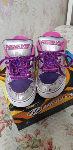 Tênis De Rodinhas Heelys 33 Prata E Lilás