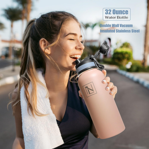 Botella De Agua Con Aislamiento Nextlume De 32 Oz Con Pajita
