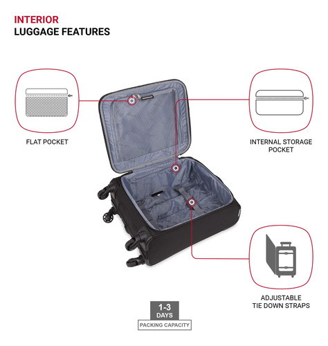 Bagagem De Mão Swissgear 4010 Softside De 18 Polegadas Preta