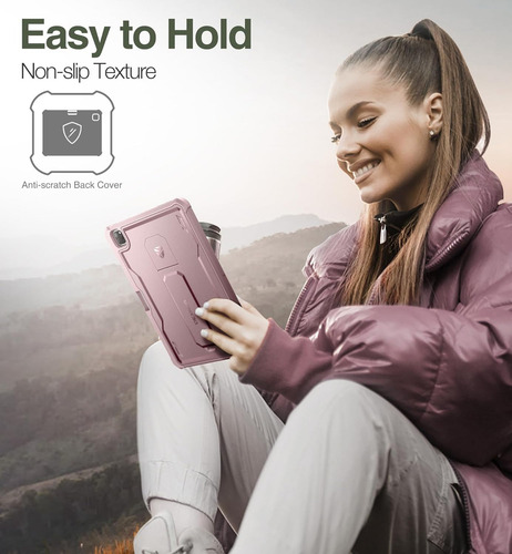 Funda Para iPad Pro 12.9 Rosa Mate Parachoques Doble Capa