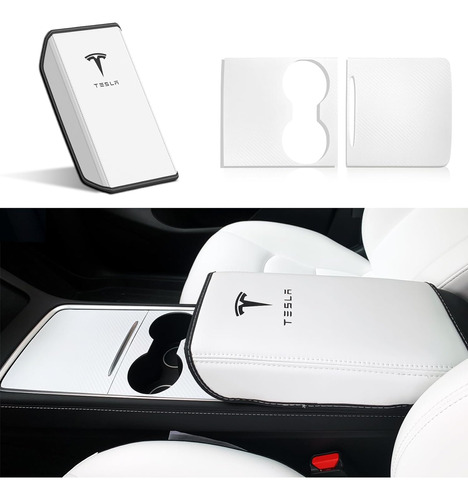 Car Armrest Box Cover & Center Console Wrap Kit For Tesla Mo