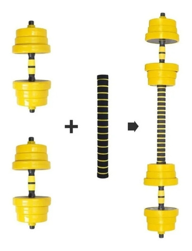 Imagen 6 de 9 de Set De Mancuerna Ajustable Con Borde De Goma 20kg