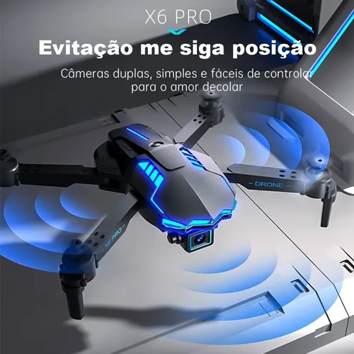 Dron Plegable Para Evitar Obstáculos X6 Con Cámara Y 3 Bater