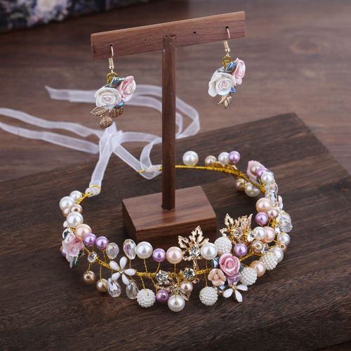 Tiara Y Aretes De Perlas Para Novia Hechos A Mano
