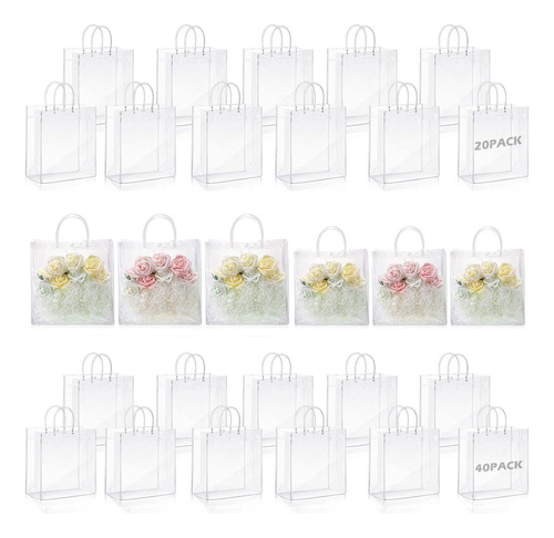 60pcs Bolsas De Regalo De Pvc Transparente Con Asas, Bolsas