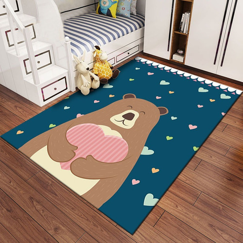 Tapete Infantil Para Quarto De Criança Menino E Menina Comprimento 140 cm Cor Tapate Belga Kids Ursa Menina Desenho do tecido Estampado Antialérgico Largura 100 cm