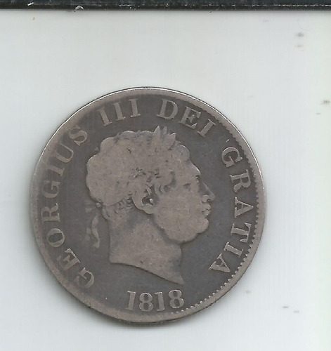 P 98 Gran Bretaña Moneda De Plata Media Corona 1818 (Usado)
