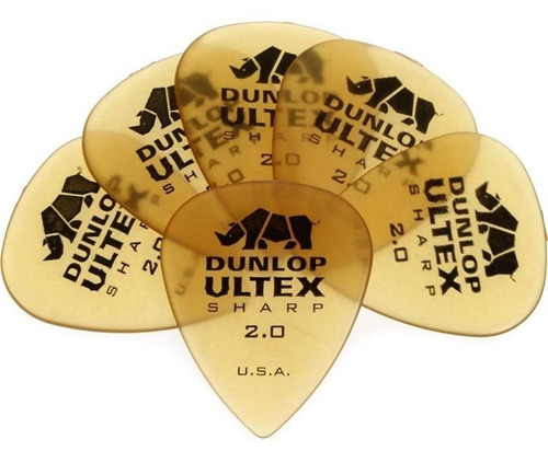 Picks Dunlop Ultex Sharp 2.0mm - 6 Púas Para Guitarra