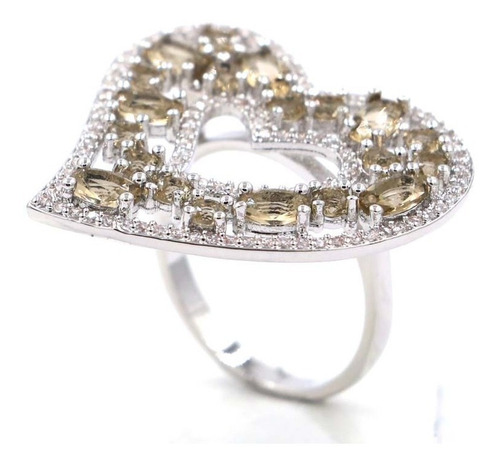 Imagen 2 de 2 de Anillo Mujer Plata Corazón Topacios Zirconias Talla 7