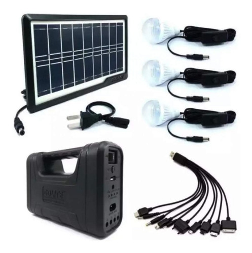 Kit Panel Solar+4 Bombillos+radio Mp3+ Power Bank