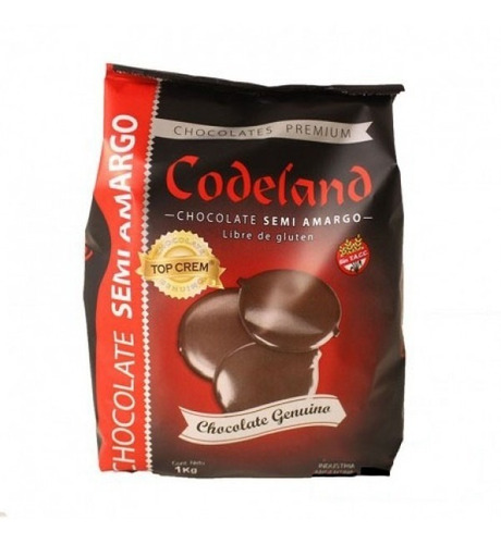 Chocolate Cobertura Semi Amargo Top Crem Codeland 1 Kg