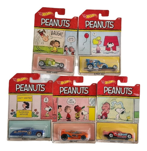 Set De 5 Carritos Peanuts Hot Wheels 