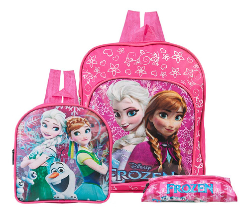 Kit Mochila Escolar Pequena Elsa E Anna Frozen Disney Costas