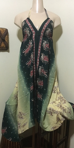 Vestido Kaftan Lenço Pontas Estilo Indiano 