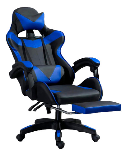 Silla de escritorio Titano TT-SGCRP gamer ergonómica  negra y azul con tapizado de pvc