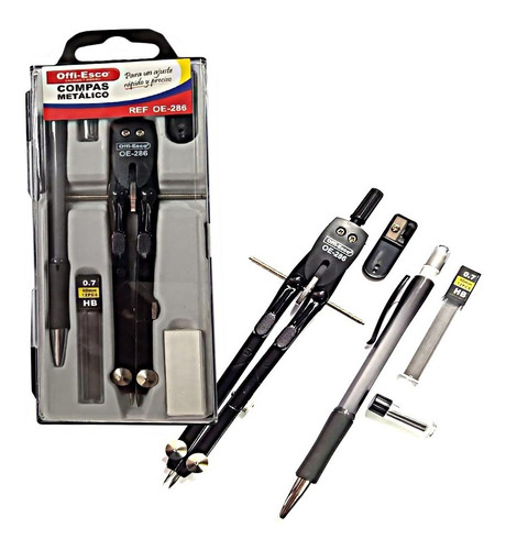 Kit Compas Metal Precisión + Portaminas Offi-esco Oe-286 