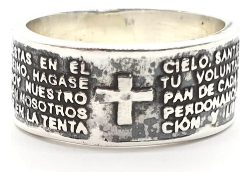 Anillo Oración De Padre Nuestro De Plata Ley .925