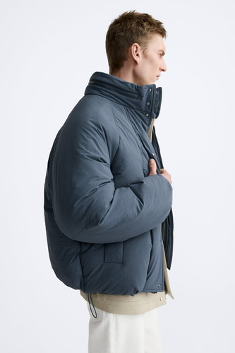 Campera De Hombre Abrigada Acolchada Tecn Zara Original Azul