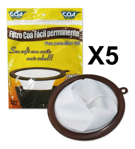 Kit C/ 5 Filtro Permanente Coador Café Porta Filtro N° 102