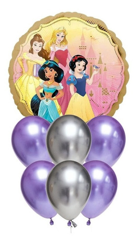 Set De Globos Decoración 7 Uds Personajes Princesas Disney