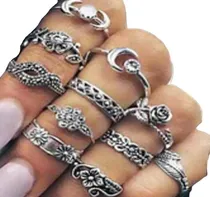 Comprar Anillos Midi Ring Tendencia Set Combo Lunas Moda Mujer
