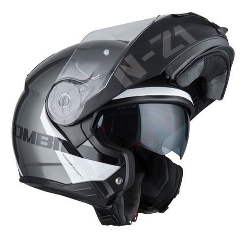 Capacete Para Moto Escamoteável Nzi Combi2 Flydeck Cinza Tamanho do capacete 58 (M)