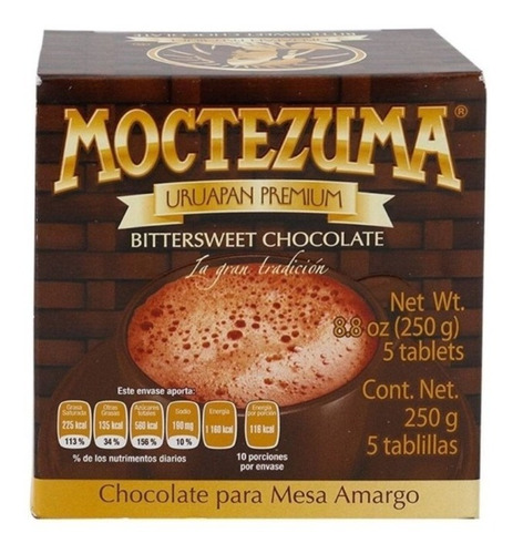 Chocolate Para Mesa Moctezuma Uruapan Premium Amargo 250 Gr