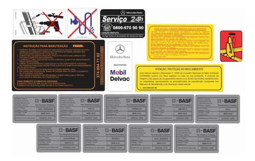 Adesivos Etiquetas De Advertência Kit Caminhão Mercedes Benz Truck Completo Etq01 Frete Fixo Fgc