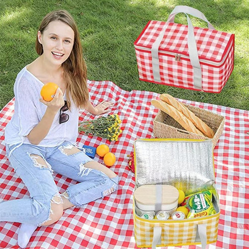 2pzs Bolsa De Picnic Aislada Reutilizable Gran Capacidad