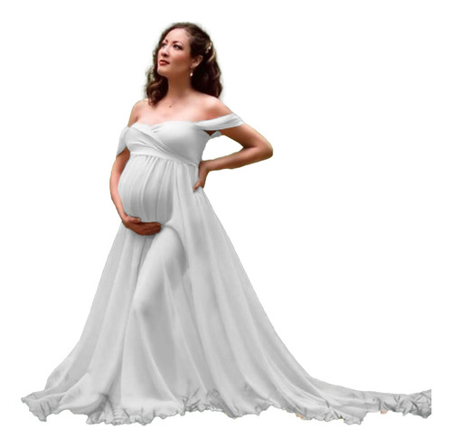 Vestido Blanco De Fiesta Largo De Encaje Para Embarazadas | Cuotas sin  interés