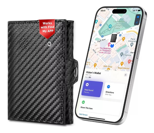 Auskang Carteras para Caballero con Localización - Smart Wallet con Find My para iPhone, Cartera para Hombre como Apple Airtag , Tarjetero Hombre Inteligente con RFID, Regalo para Familia