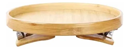 Bandeja De Bambu Circular Para Sofa Con Clips