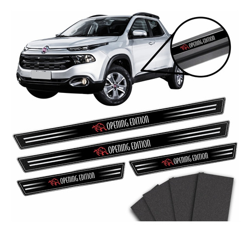 Kit Soleira Resinada Proteção 4 Portas 8 Peças Fiat Toro