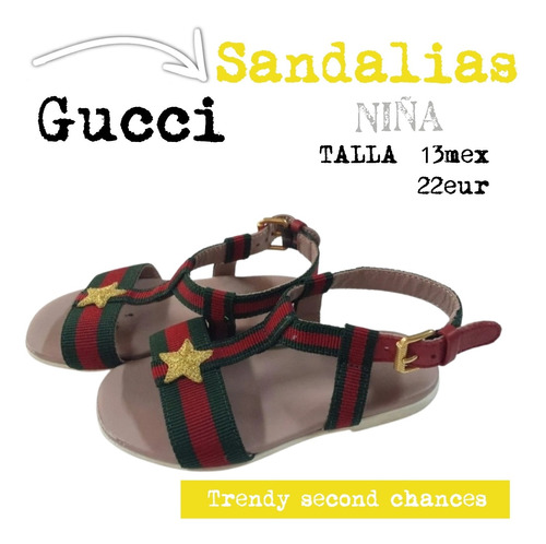 Sandalia Gucci Para Niña Rojo Verde *  La Segunda Bazar