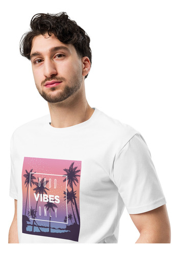 Playera Casual Estampado Veraniego. Good Vibes Only