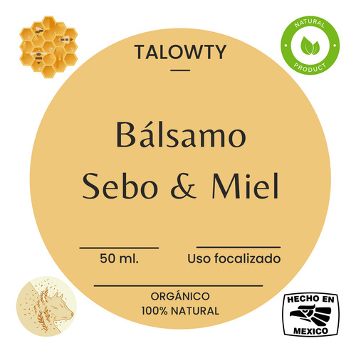 Bálsamo De Sebo De Res Con Miel, Sebo De Res Con Miel 50 Ml