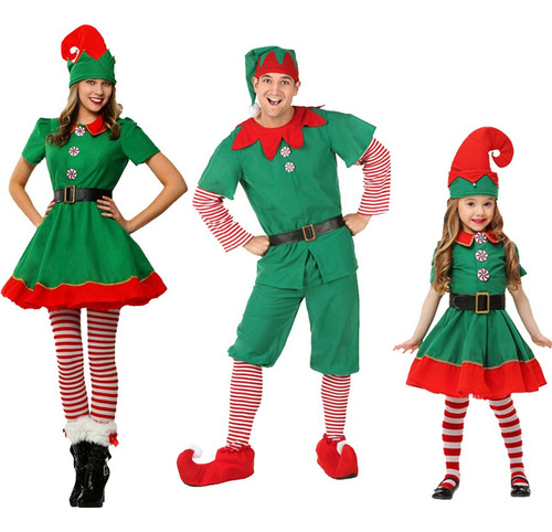 Disfraz De Elfo De Santa Claus Para Niños Y Adultos, Ropa A