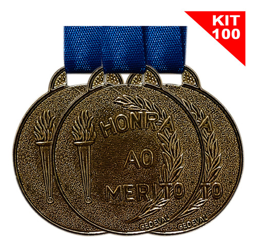 Kit 100 Medalhas Honra Ao Mérito Participação Escola Ø35mm Cor Bronze